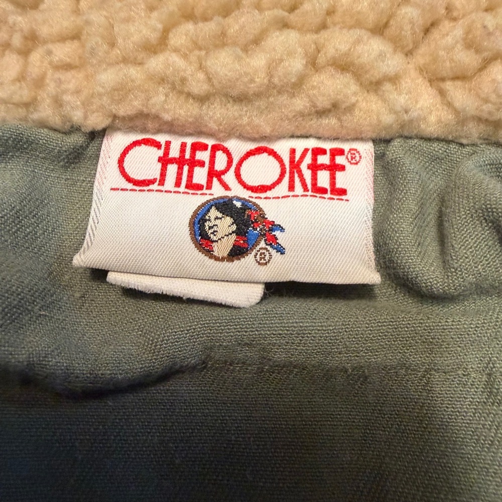 VTG Cherokee Kids Flight Bomber Jacket Olive Green Sherpa Collar Size 5 USA - Picture 7 of 8